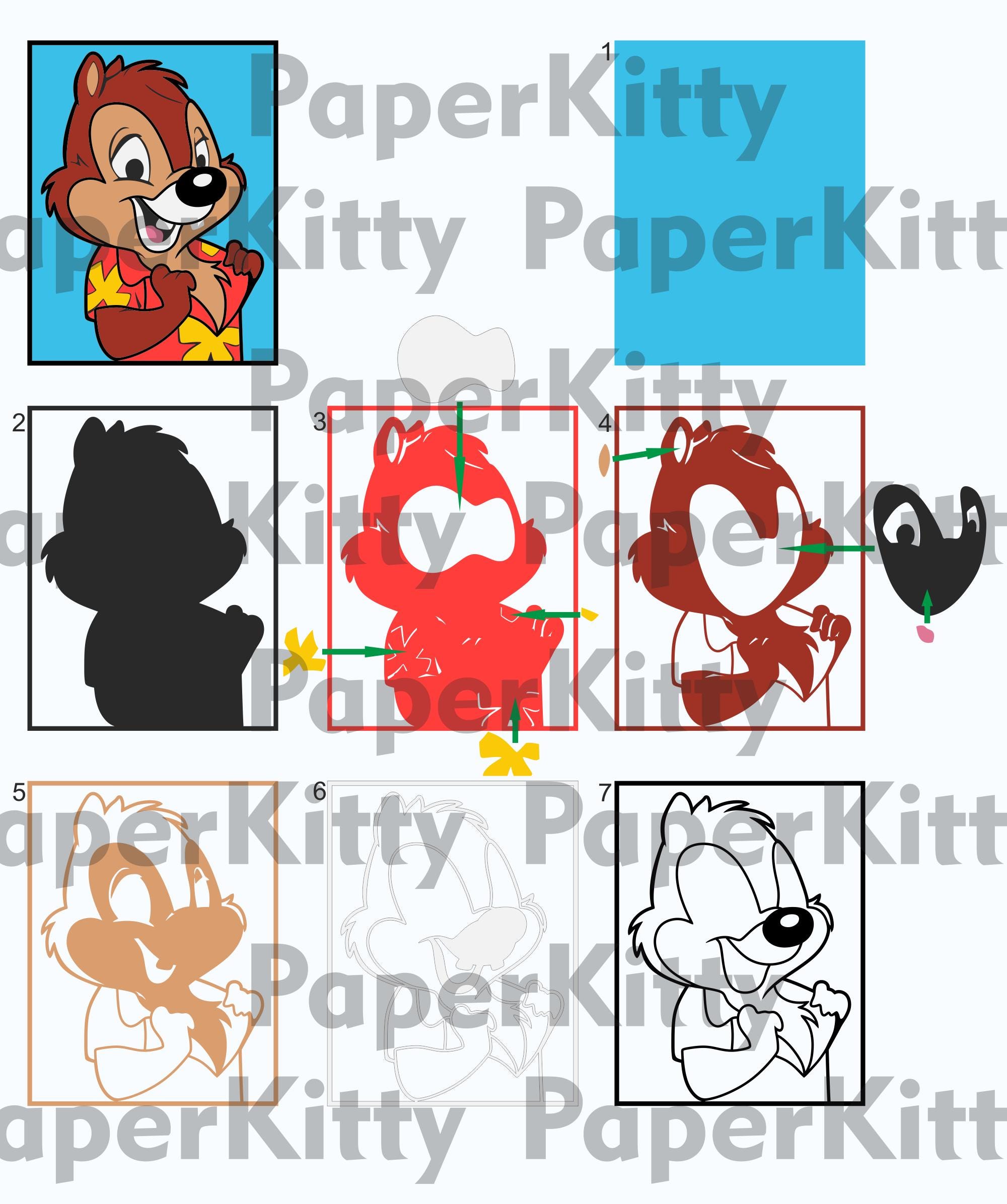 Cartoon Chipmunk Layered Design for Laser and Paper Cutting, Dale SVG ...