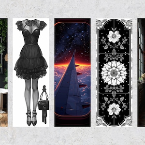 50 Total Black Printable Bookmarks, Black Digital Download Bookmark ...