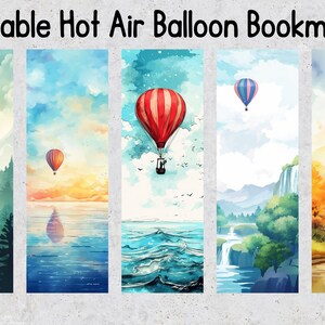 50 Air Balloon Printable Bookmarks, Balloon Digital Download Bookmark ...