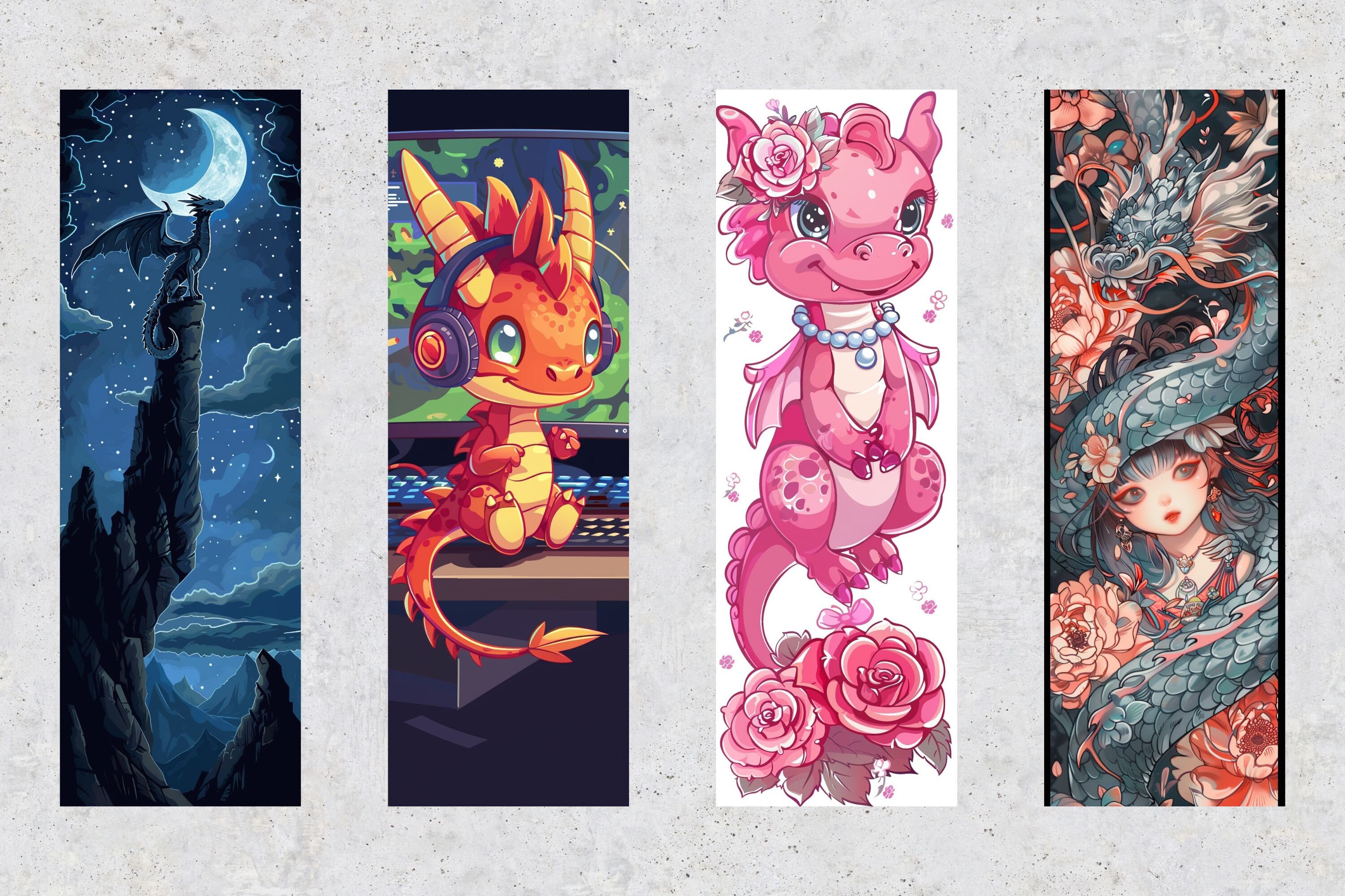 50 Baby Dragon Printable Bookmarks, Dragon Digital Download Bookmark ...