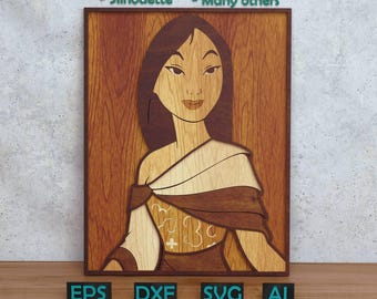 Cartoon Princess Layered Design for Laser And Paper Cutting, Princess With Apple SVG DXF for Cricut & Silhouette Glowforge Shadow box
