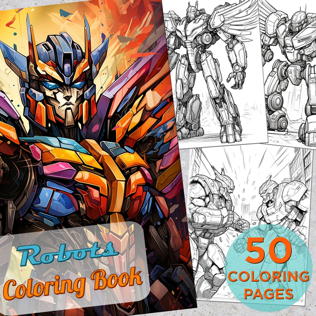 50 Robot Coloring Pages, Adults Printable Coloring Page With Robot Arts ...