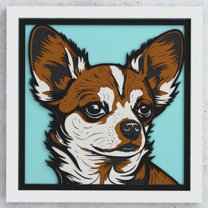 Chihuahua Shadow Box, SVG Layered design for Cricut Silhouette, 3D layered svg Chihuahua for Cricut, Chihuahua layered SVG Shadowbox