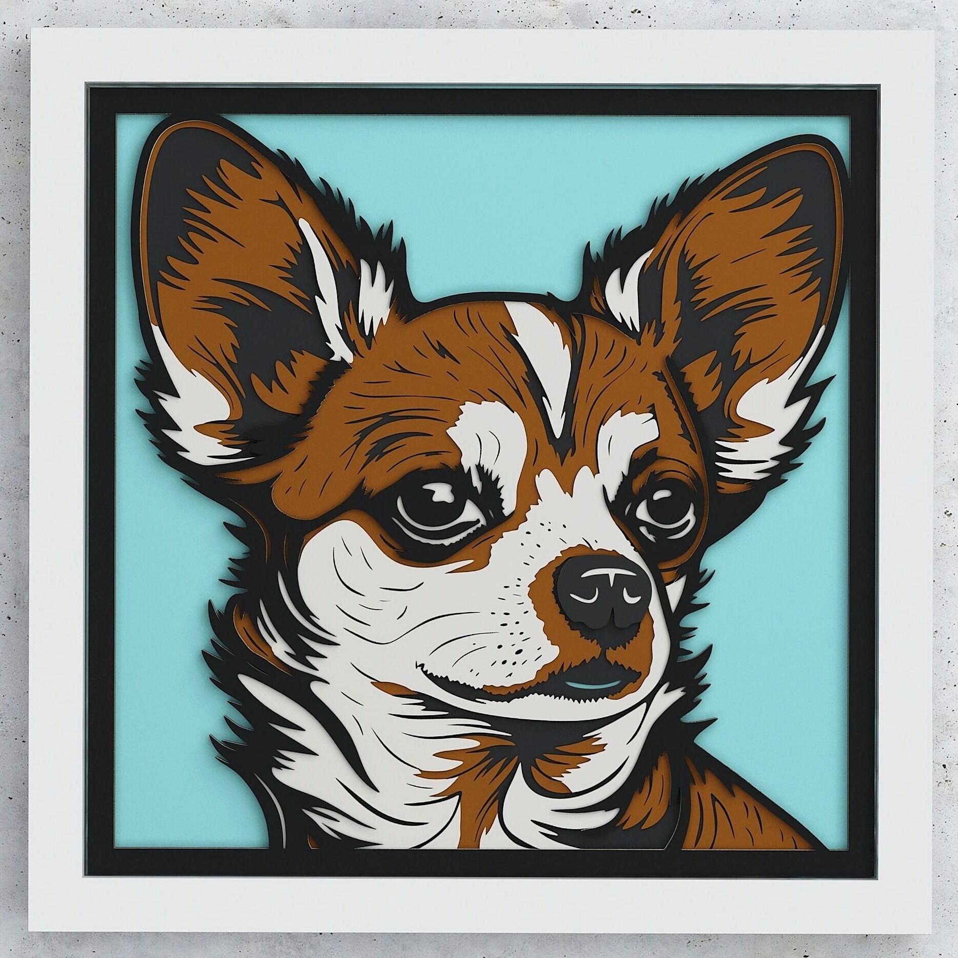 Chihuahua Shadow Box, SVG Layered design for Cricut Silhouette, 3D layered svg Chihuahua for Cricut, Chihuahua layered SVG Shadowbox