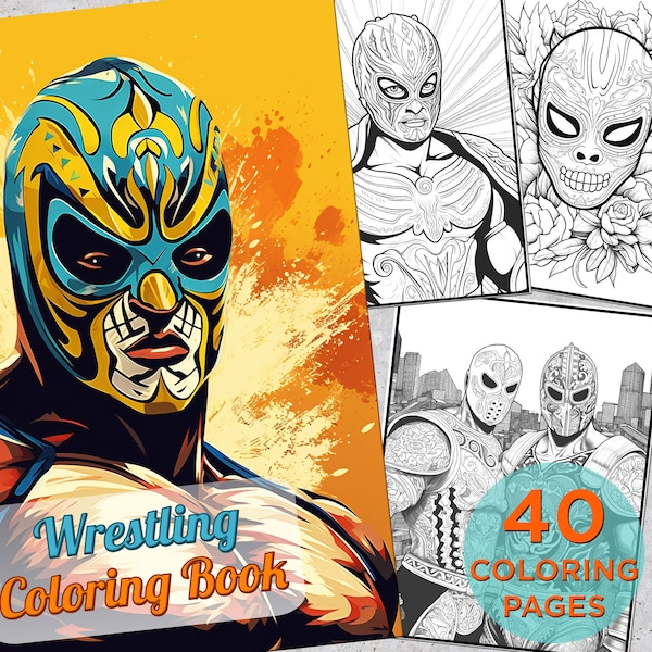 40 Wrestling Coloring Pages, Freestyle Wrestling Adult Printable Coloring Page, Fight Drawings Coloring pages, Fighter Digital Coloring Book