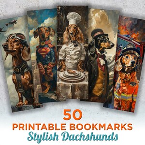 50 Stylish Dachshund Printable Bookmarks, Dachshund Digital Bookmark ...