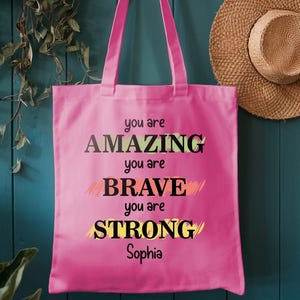 Motivation Canvas Tote, Personalized Name Affirmation Bag, Custom Quote Canvas Tote, Empowerment Gift for Women, Weekender Bag, Gift for Her