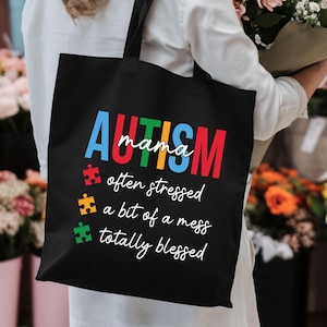 Autism Mama Canvas Tote Bag, Autism Awareness Bag, Autism Month Canvas Tote, Awareness Shoulder Bag, Mothers Day Gifts, Autism Mom Gifts