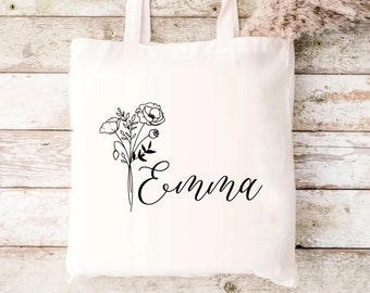 Borsa con nome personalizzato, Borsa a fiori personalizzata, Borsa per la mamma, Borsa per le donne, Regalo per lei, Regalo di compleanno, Borsa floreale, Borsa carina