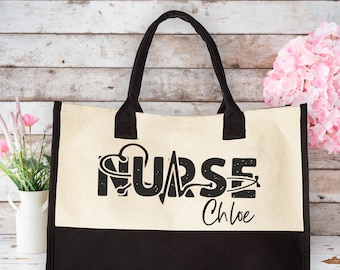 Custom Nurse Appreciation Gift, Nurses Day Gift, Personalized Nurse Tote Bag, Nursing School Bag, Shoulder Nurse Bag, Canvas Tote Bag