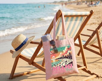 Custom Miami Bachelorette Party Tote, Personalized Florida Girls Trip Canvas Bag, Beach Vacation Purse, Summer Getaway Shopper