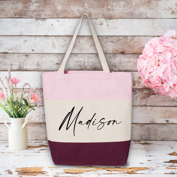 Custom Name Tote, Gift for Her ,Everyday Tote Bag, Moms Gift Tote, Personalized Gift, Cotton Canvas Bag, Cute Shopping Bag, Initial Tote Bag