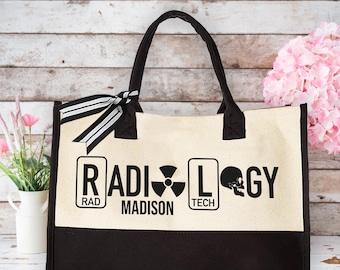 Radiology Technician Name Tote, Clinic Bulk Tote Gift, Radiology Life Bag, Christmas Gift, Daily Work Bag, Shopping Tote, Personalized Tote