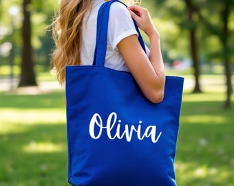 Custom Zippered Tote Bag, Canvas Tote Bag with Pocket, Gifts for Mom, Customized Text Shoulder Bag, Gifts for Women, Zippered Tote Bag