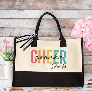 Cheer Coach Personalized Name Bag, Custom Canvas Bag for Coach, Cheerleading Coach Gifts, Thank You Gift For Coach, Coach Appreciation Gift