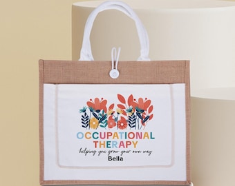 Personalized Occupational Therapy Tote, Gift for Therapist, Custom OT Bag, Therapy Appreciation Gift, Canvas Tote, Floral Bag, Gift for Her