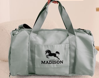 Personalized Name Duffel Bag, Equestrian Duffle Bag, Horse Duffle Bag, Weekender Bag, Horse Lover Gifts,  Sports Duffle Bag, Christmas Gift