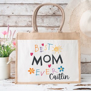 Best Mom Ever Tote Bag, Personalized Tote Bag for Mom, Mothers Day Gift, Gift for Mom, First Mom ...