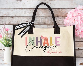 Positive Tote Bag, Personalized Motivational Canvas Bag, Custom Name Affirmation Gift, Uplifting Daily Reminder Tote for Women, Gift for Her