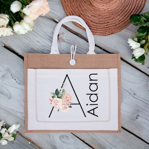 Large Canvas Shoulder Bag, Personalized Oversize Bag, Mothers Day Gifts, Custom Name Bridesmaids Bag, Gift For Friends, Canvas Tote Bag