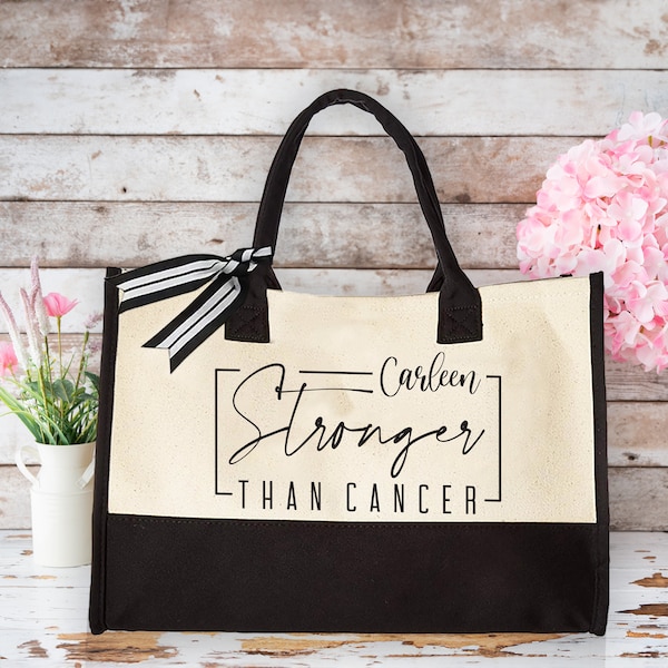 Stronger Than Cancer Bag, Cancer Avareness Bag, Cancer Figther Gifts, Cancer Support Bag, Cancer Warrior Gift, Canvas Tote Bag, Shoulder Bag