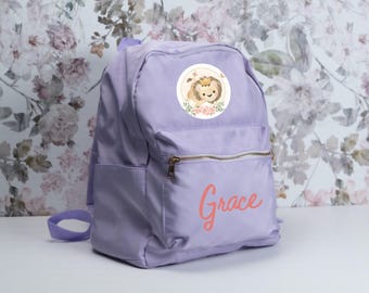 Personalized Animal Backpack Set for Kids, Custom Name School Bag with Jungle Animals, Pencil Case, Waist Pack, Clear Pouch, Gift Idea