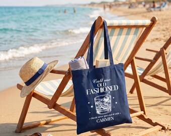 Call Me Old Fashioned Canvas Tote Bag, Custom Classic Cocktail Purse, Personalized Birthday Party Favor, Girls Weekend Shopper