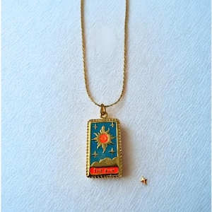 The Sun tarotketting – gouden hemelse tarotkaartsieraden – symbool van vreugde en licht