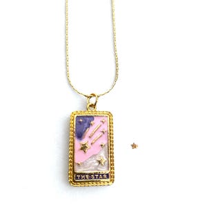 De ster hanger ketting - hemelse sieraden - vergulde ster hanger - handgemaakte ketting - de ster tarotkaart - dromerige ster ketting