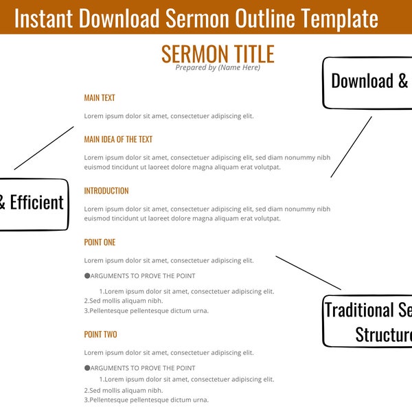 Sermon Planner, Sermon Outline Template, Bible Lesson Template, Christian Resources, Digital Download, Teaching Template