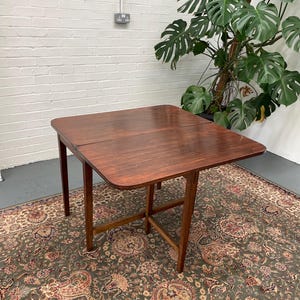 Antique 19th Century Mahogany Drop Leaf Tea Table – Inlaid Detail, Tapered Legs, Console or Side Table