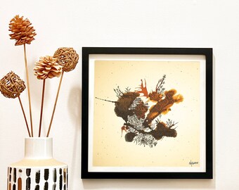 13&quot;x13&quot; Original Unframed Drawing, Limited series, Abstract Drawing On Handmade Paper, Ink drawing, Hand-Drawn Abstract Artwork, Home Decor