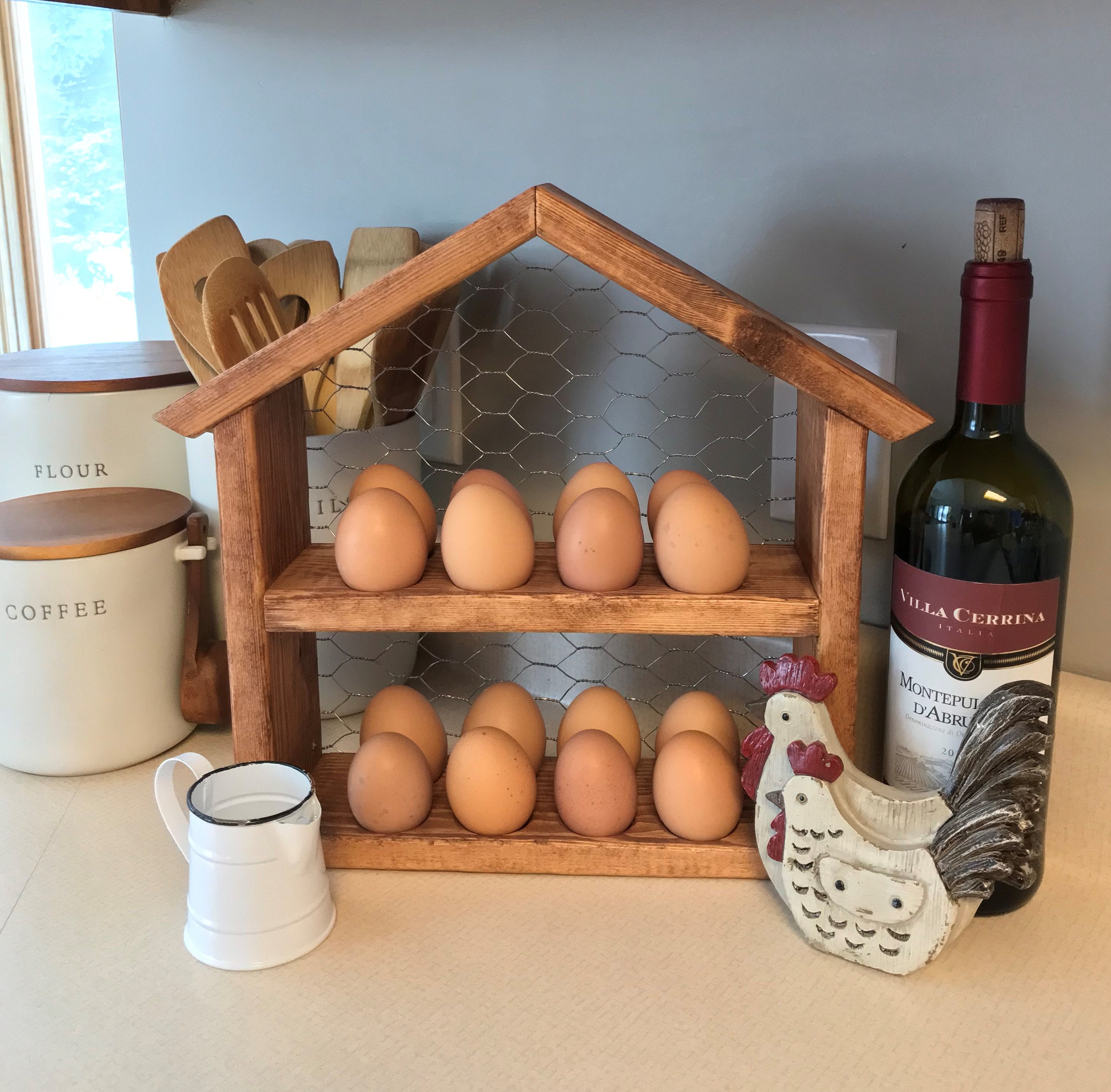 Vigor Egg Holder Countertop Freestanding Wired & Spiral Medium Egg Display Egg Holder for Fresh Eggs - Grey