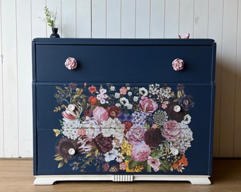 SOLD***Gorgeous 3 Deep Drawer Flower Dresser