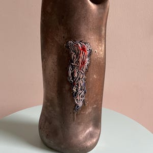 Ceramic vase signed Idlas – Free form metallic bronze