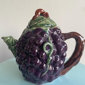 Vintage Barbotine Ceramic Teapot Design Athézza France
