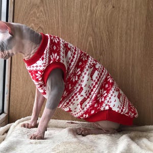 Christmas Sweatshirt, Hairless Cats Clothes, Soft Kitten Pullover, Customized Sphynx outfit
