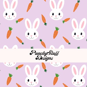 PAARSE PAASHAAS naadloze patroon digitale download | Handgetekend geïllustreerd | scrapbooking, uitnodigingen, briefpapier | Leuk roze oranje