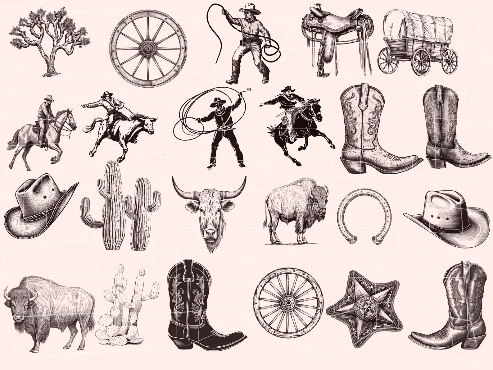 Wild West Cowboy Stamp Brush Set for Procreate Country Western ...