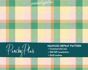 Patrón de archivo sin costuras a cuadros de primavera y verano, papel digital texturizado de lino para sublimación y Cricut