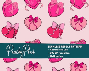 Patrón sin costuras de San Valentín, papel digital coqueto de San Valentín, fondo de regalo de dulces retro, estampado de lazo bonito