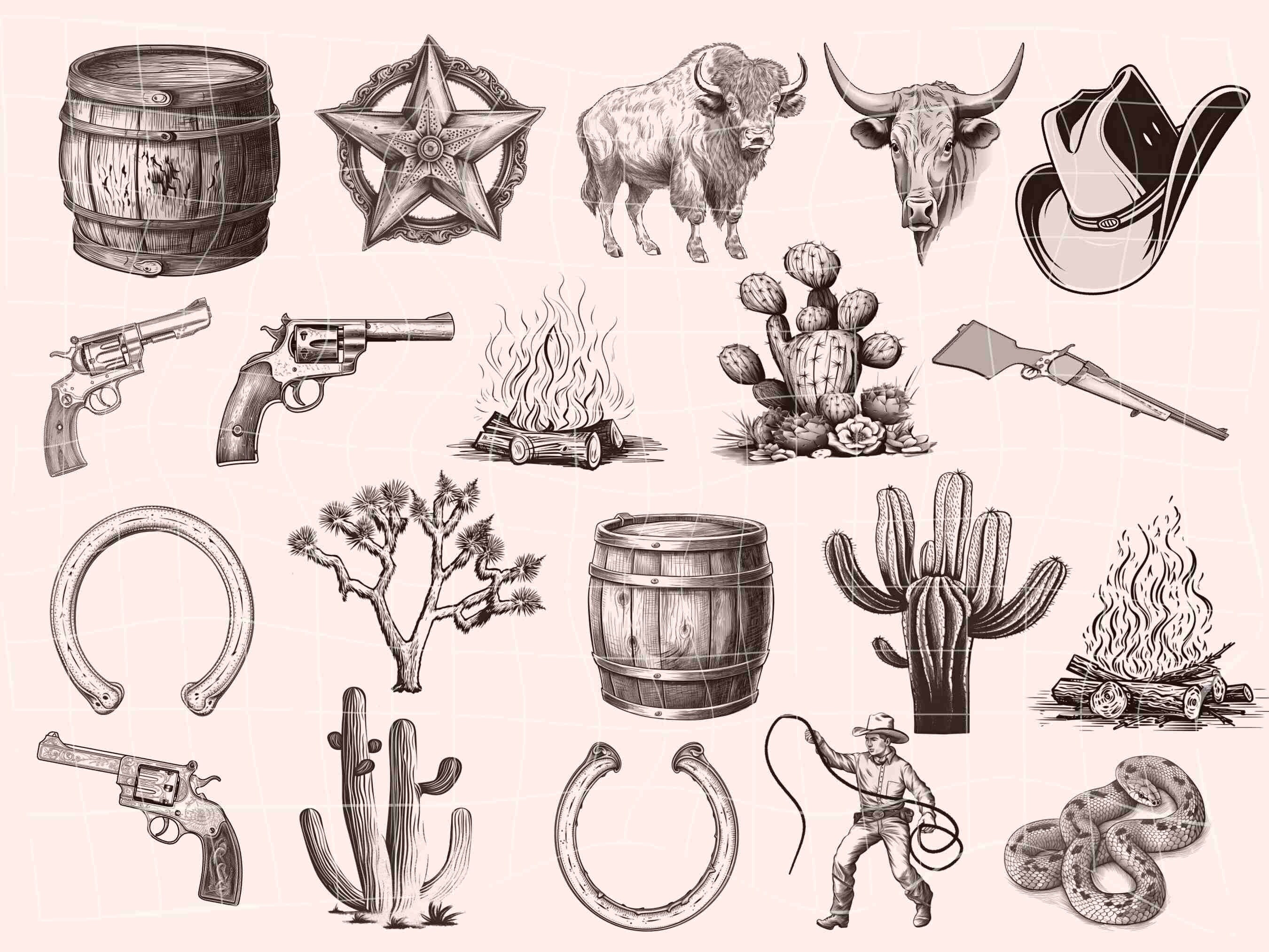 Wild West Cowboy Stamp Brush Set for Procreate Country Western ...