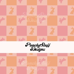 CHECKERED BUNNY RABBIT Seamless Pattern Digitaal Downloaden | Hand Drawn scrapbooking, uitnodigingen, stof| Salie Groen