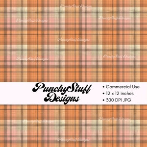 Patrón sin costuras de cuadros bonitos retro / Descarga digital / Rosa, naranja, amarillo / Manualidades de papel, proyectos de tela / Verano simple, otoño