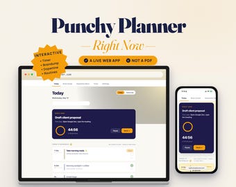 ADHD Planner Web App, Interactive Daily Planner for ADHD Brains, Time Blocking, Brain Dump, Dopamine Menu — Punchy Planner