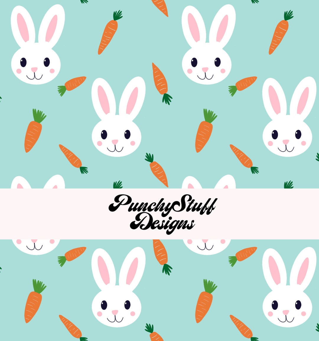 Blue Easter Bunny Seamless Pattern Digital Download | Hand Drawn ...