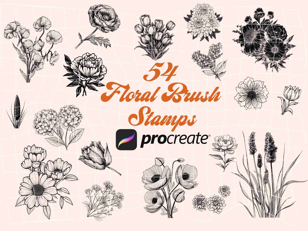 Flower Stamp Brush Set for Procreate | Digital Craft Stamp Pack ...