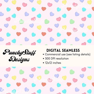 ARQUIVO SEM EMENDA Pastel Candy Hearts Ilustrado Padrão Repetir, Dia dos Namorados, Páscoa, Primavera Sublimação sem costura, envoltórios de copo, tecido