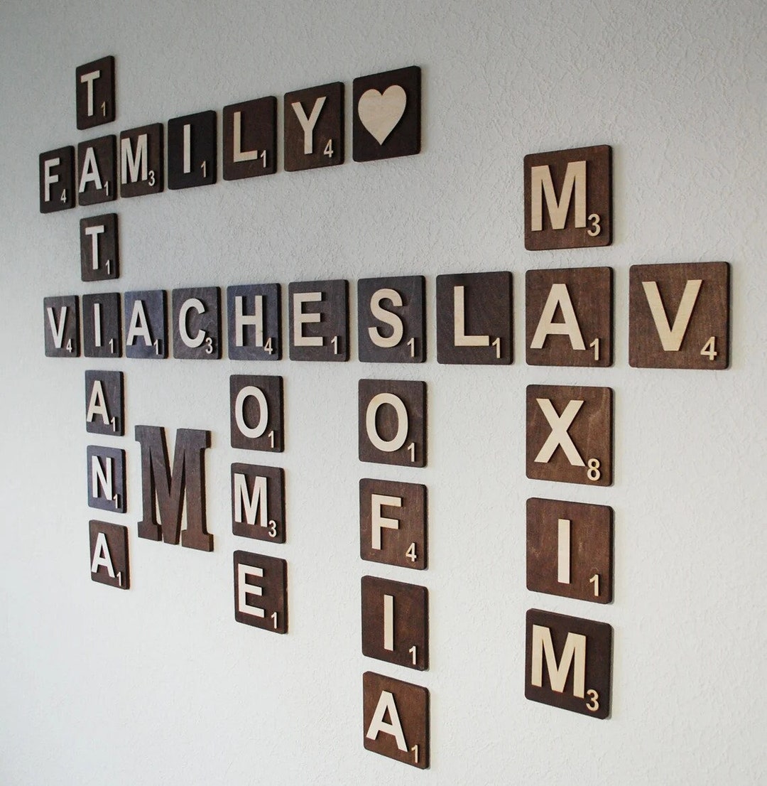 4x4 Scrabble Tiles Wall Art Family Wood Tiles Etsy
