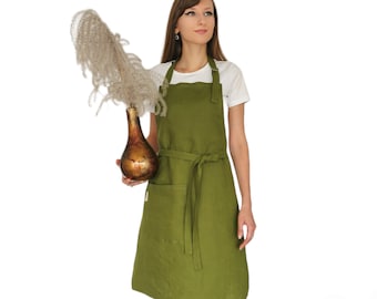 Ready TO SHIP Linen apron, Apron with pocket, Cooking apron, 100% Apron linen, Kitchen apron, Aprons for women, Aprons for men, Adjustable